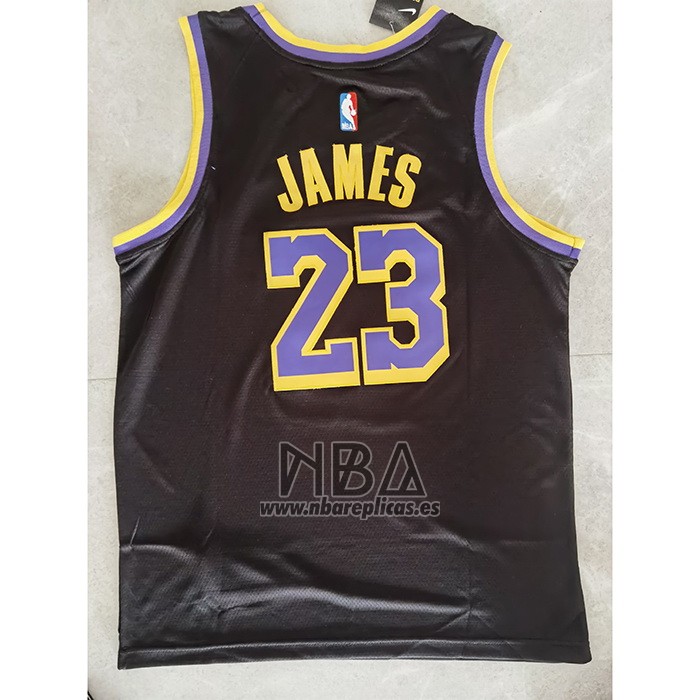 Camiseta Los Angeles Lakers LeBron James NO 23 Earned 2020-21 Negro